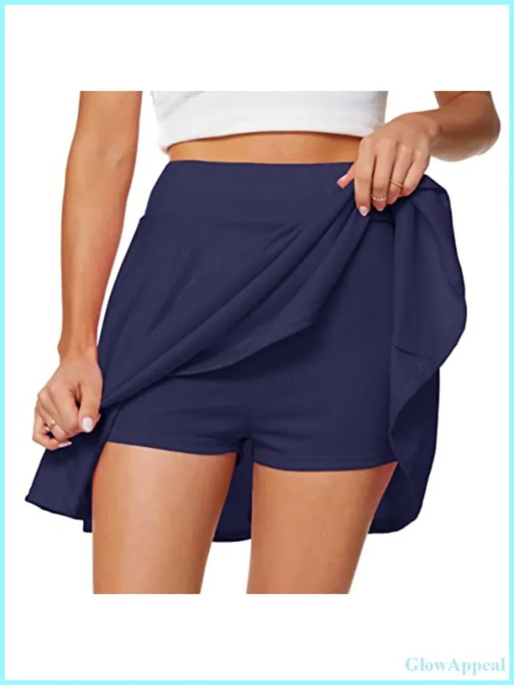Women's High Waist Pleated A-Line Mini Skater Skirt with Built-in Shorts